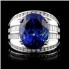 Image 1 : 18K Gold 10.28ct Tanzanite & 1.56ctw Diamond Ring