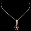Image 2 : 14K White Gold 1.56ct Ruby & 0.23ct Diamond Pendan