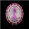 Image 1 : 18K Gold 10.25ct Kunzite & 0.72ct Diamond Ring