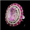 Image 2 : 18K Gold 10.25ct Kunzite & 0.72ct Diamond Ring
