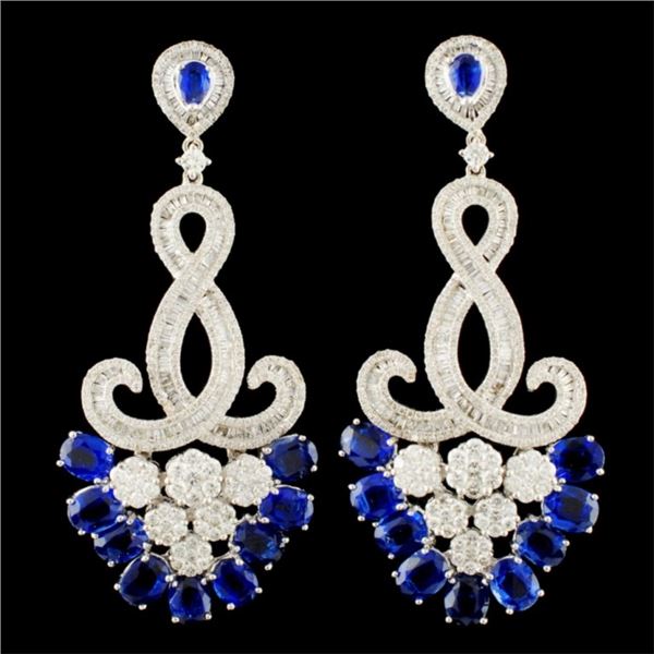 18K Gold 8.93ct Kyanite & 2.99ctw Diamond Earrings