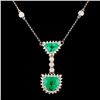 18K Gold 3.03ct Emerald & 1.50ctw Diamond Necklace