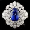 18K Gold 3.00ct Sapphire & 1.90ctw Diamond Ring