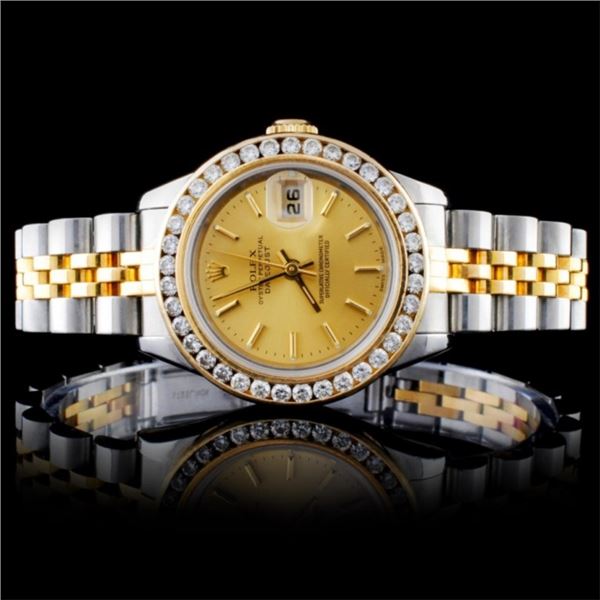 Rolex YG/SS DateJust Diamond Ladies Watch