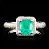 18K Gold 1.10ct Emerald & 1.24ctw Diamond Ring