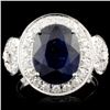Image 1 : 14K Gold 5.14ct Sapphire & 0.73ctw Diamond Ring