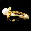 Image 4 : 14K Gold 7.00MM Pearl & 0.42ctw Diamond Ring