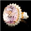 Image 2 : 14K Gold 17.00ct Kunzite & 1.32ctw Diamond Ring