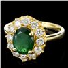 Image 2 : 14K Gold 2.00ct Emerald & 1.00ctw Diamond Ring