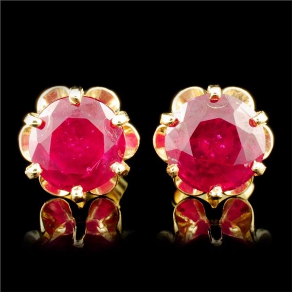 14K Gold 4.41ctw Ruby Earrings