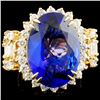 Image 1 : 14K Gold 11.22ct Tanzanite & 2.61ctw Diamond Ring