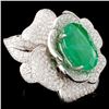 Image 2 : 18K Gold 11.21ct Emerald & 5.52ctw Diamond Ring