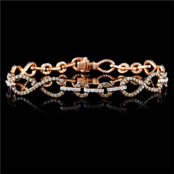 14K Rose Gold 1.69ctw Fancy Color Diamond Bracelet