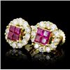 Image 2 : 18K Gold 0.70ct Ruby & 0.86ct Diamond Earrings