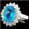 Image 2 : 14K Gold 7.00ct Topaz & 1.75ctw Diamond Ring