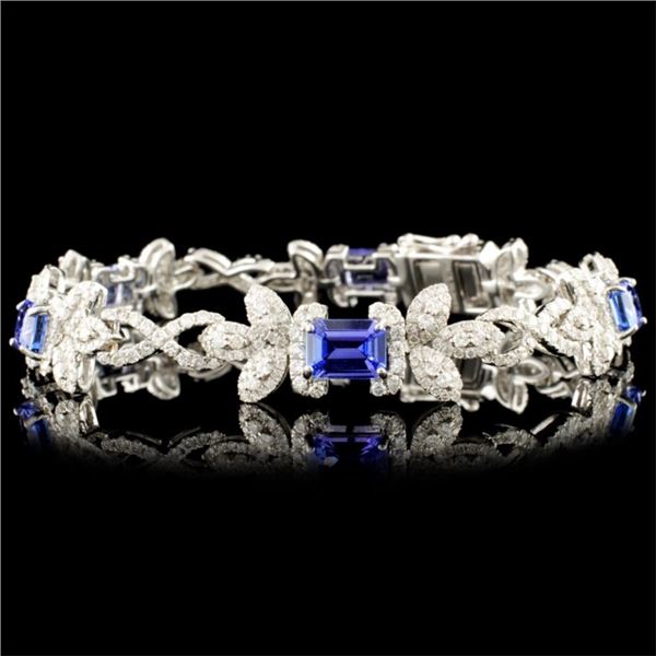 14K Gold 6.28ct Tanzanite & 3.69ctw Diamond Bracel