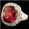 Image 2 : 18K Gold 14.62 Tourmaline & 3.21ctw Diamond Ring