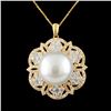 Image 1 : 18K Gold 14.00MM Pearl & 2.26ctw Diamond Pendant
