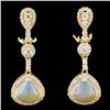 Image 1 : 14K Gold 3.30ctw Opal & 1.20ctw Diamond Earrings
