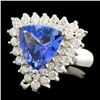 Image 2 : 14K Gold 2.45ct Tanzanite & 2.45ctw Diamond Ring
