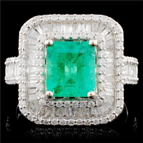 18K Gold 1.69ct Emerald & 1.35ctw Diamond Ring