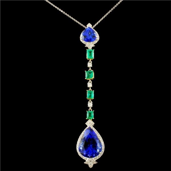 18K Gold 14.92ct Tanzanite & 0.65ctw Diamond Penda