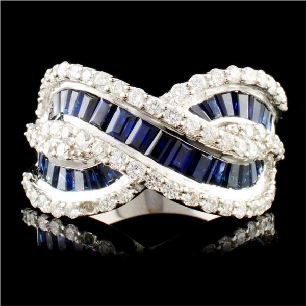 18K Gold 3.12ctw Sapphire & 1.12ctw Diamond Ring
