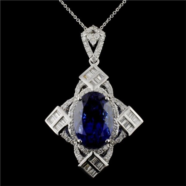 18K White Gold 12.43ct Tanzanite & 1.67ct Diamond