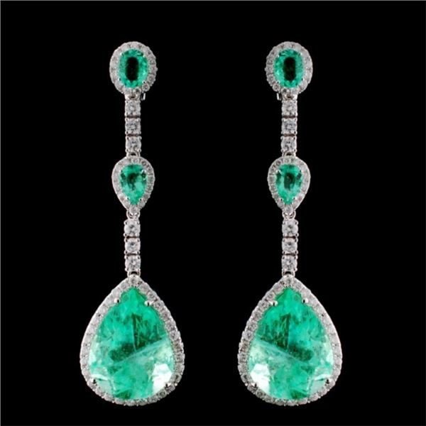 18K White Gold 26.82ct Emerald & 2.33ct Diamond Ea