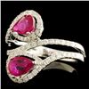 Image 2 : 14K Gold 1.24ct Ruby & 0.60ctw Diamond Ring