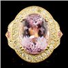 Image 1 : 14K Gold 15.88ct Kunzite & 1.86ctw Diamond Ring