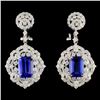 18K Gold 6.22ctw Tanzanite & 3.65ctw Diamond Earri
