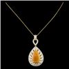 Image 2 : 18K Gold 7.28ct Opal & 1.88ctw Diamond Pendant