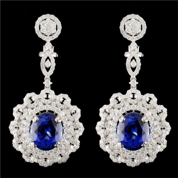 18K Gold 15.63ctw Tanzanite & 5.43ctw Diamond Earr