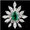Image 1 : 18K White Gold 0.73ct Emerald & 1.51ctw Diamond Ri