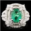 Image 1 : 14K Gold 1.26ct Emerald & 1.28ctw Diamond Ring