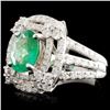 Image 2 : 14K Gold 1.26ct Emerald & 1.28ctw Diamond Ring