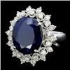 Image 2 : 14K Gold 7.00ct Sapphire & 1.00ctw Diamond Ring