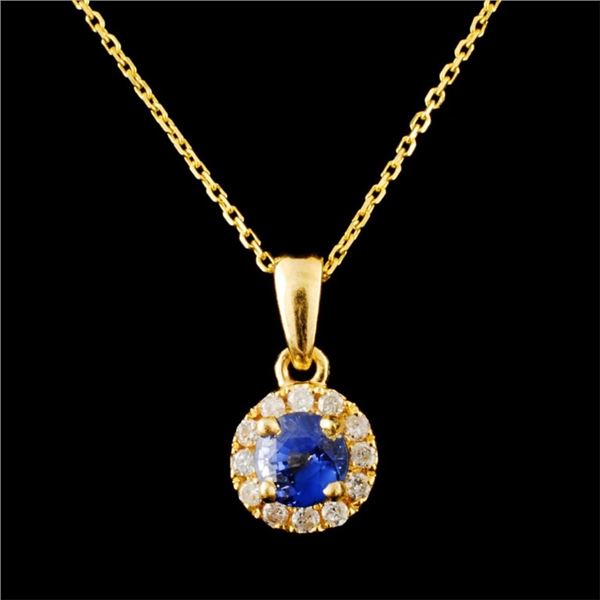 14K Gold 0.60ct Spinel & 0.13ctw Diamond Pendant