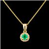 Image 1 : 14K Gold 0.26ct Emerald & 0.09ctw Diamond Pendant