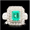 Image 1 : 18K Gold 1.15ct Emerald & 1.19ctw Diamond Ring