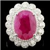 Image 1 : 18K Gold 8.52ct Ruby & 1.13ctw Diamond Ring