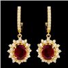 Image 1 : 14K Gold 5.46ct Ruby & 1.74ctw Diamond Earrings