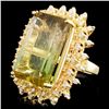 Image 2 : 14K Gold 23.74ct Tourmaline & 0.55ctw Diamond Ring