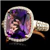 Image 2 : 14K Gold 5.03ct Amethyst & 0.57ctw Diamond Ring