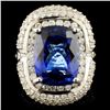 18K Gold 10.92ct Tanzanite & 3.76ctw Diamond Ring