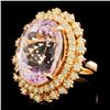 Image 2 : 14K Gold 21.91ct Kunzite & 2.05ctw Diamond Ring