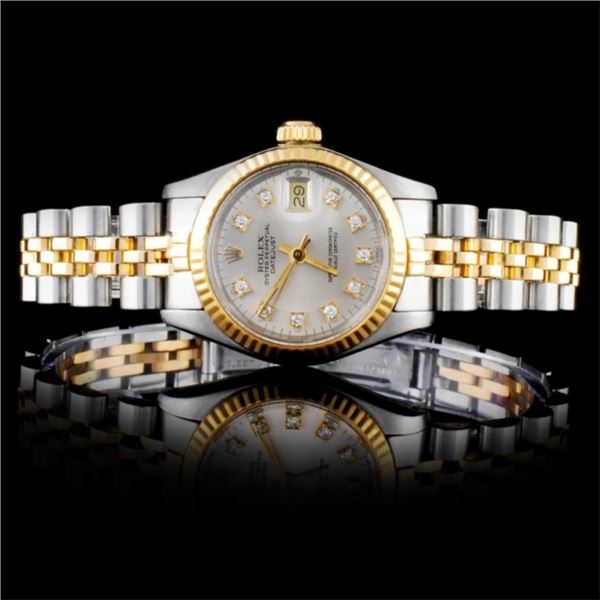 Rolex YG/SS DateJust Ladies Diamond Wristwatch