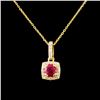 Image 2 : 14K Gold 0.46ct Ruby & 0.18ctw Diamond Pendant