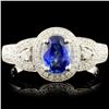 18K Gold 0.93ct Sapphire & 0.48ctw Diamond Ring